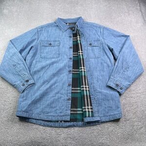 Canyon Guide Outfitters Shirt Jacket Mens XL Blue Chambray Fleece Lined Shacket